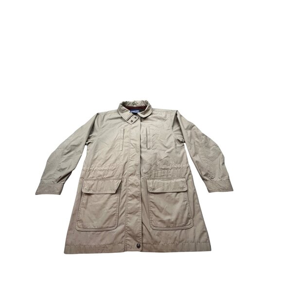 Lands End Womens Medium Regular Fit Khaki Coat Wool Blend Lining Fishing Outdoor - Picture 1 of 11